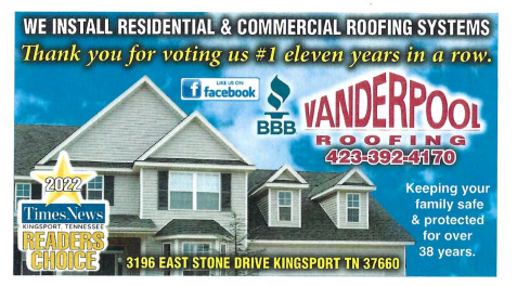 Vanderpool Roofing, LLC business card